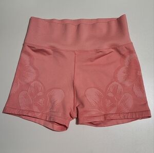 Aerie Offline Shortie Hi Rise 3" Seam, Coral Pink with Floral Design, Medium
